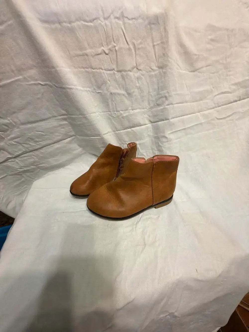 Cat & Jack Girls' Cognac Brown Zip-Up Ankle Boots